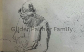 Double-Sided Sketch of Winslow Homer sketching Helena and Helena Crying (SIDE B.)