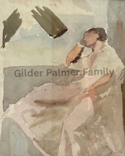 Wateracolor Painting Portrait Of Helena de Kay Gilder Atributed to John Lafarge